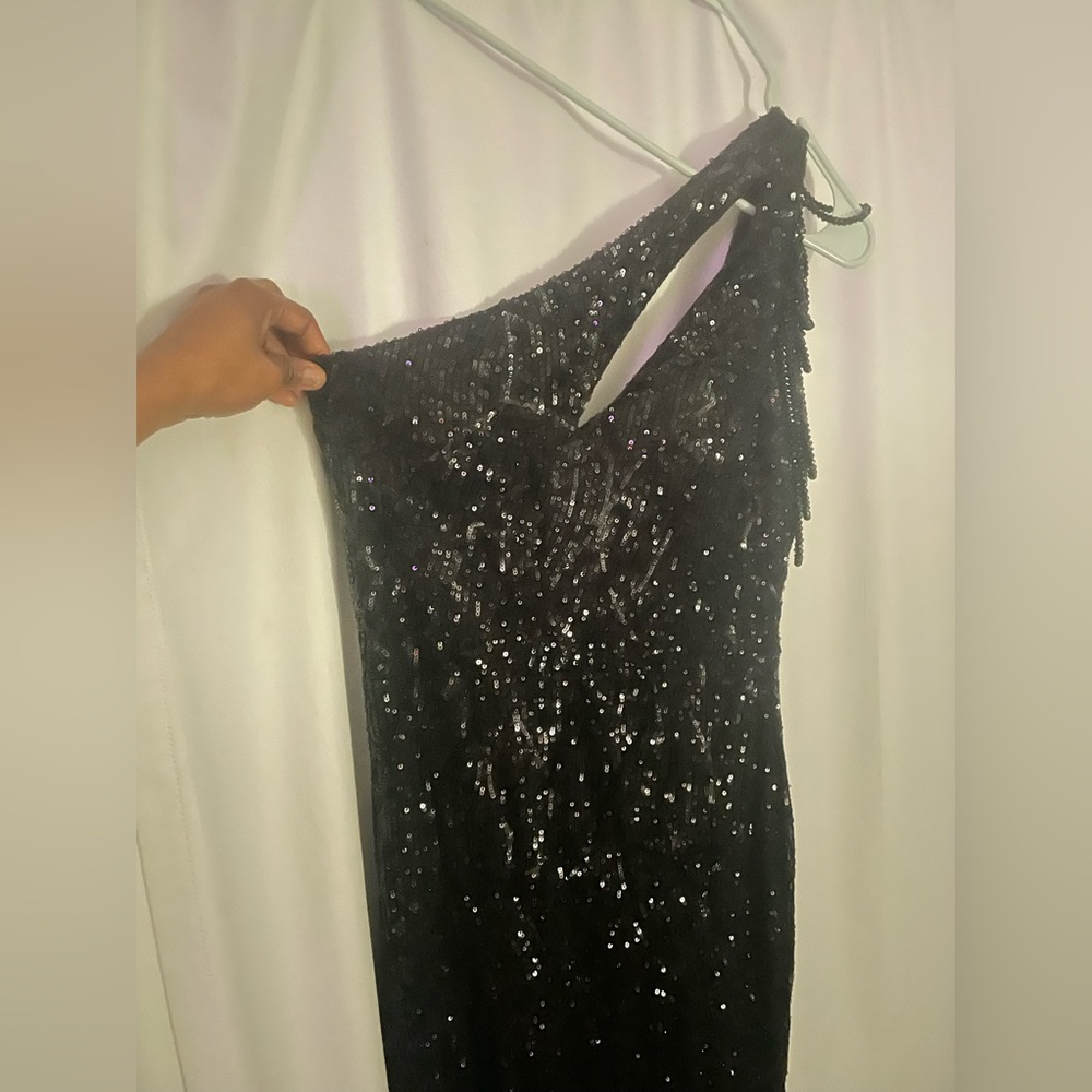 Black sequin evening gown